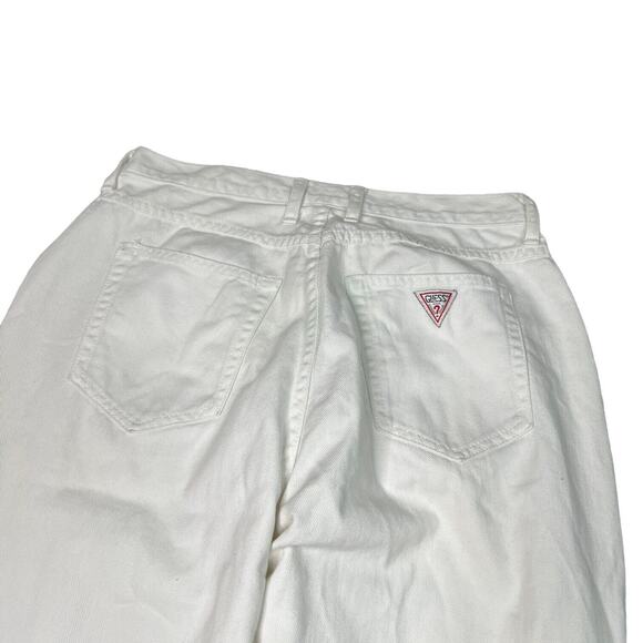 GUESS Vintage 80s High Waisted Tapered Leg Mom Jeans FLAW White Womens 31 - Picture 6 of 9